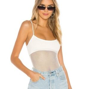 White Mesh Spaghetti Strap Bodysuit